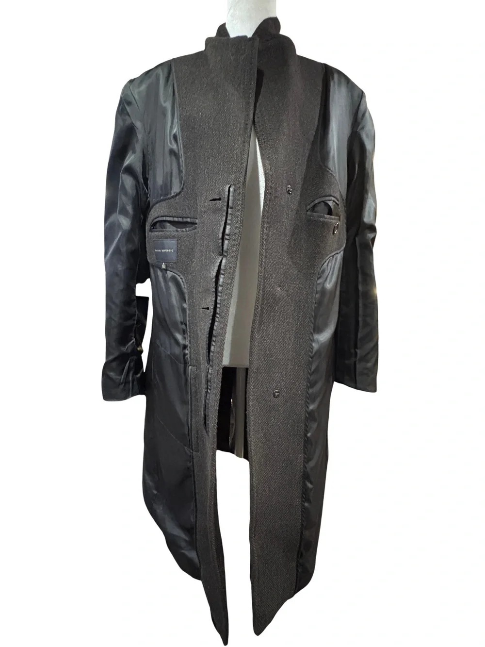 Vintage Y2K Banana Republic Men’s M Brown Herringbone Wool Long Overcoat